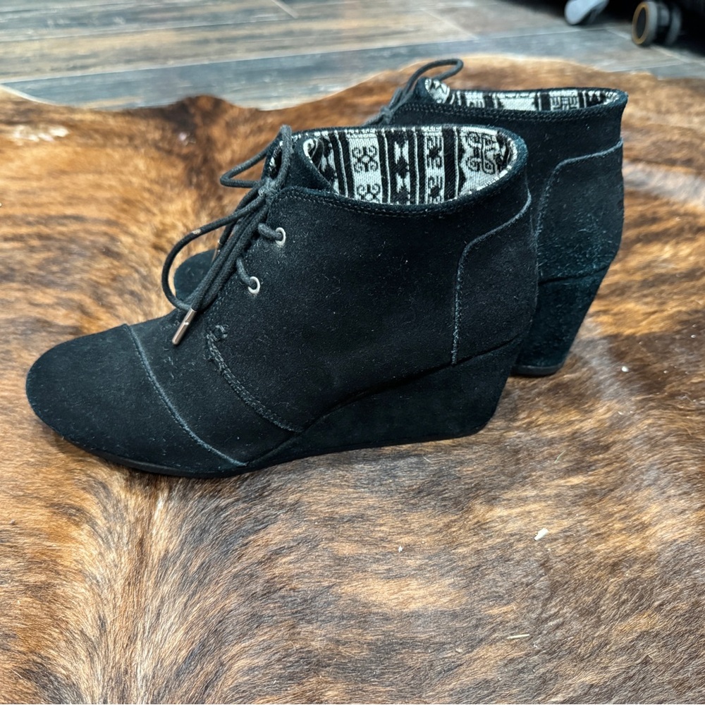 Toms Black Suede Ankle Booties